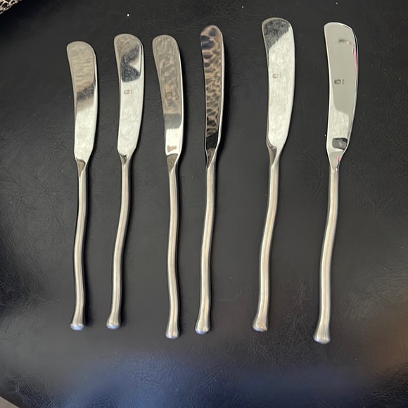 6 Gourmet Settings Exotique Platinum Spreader Knives NWT